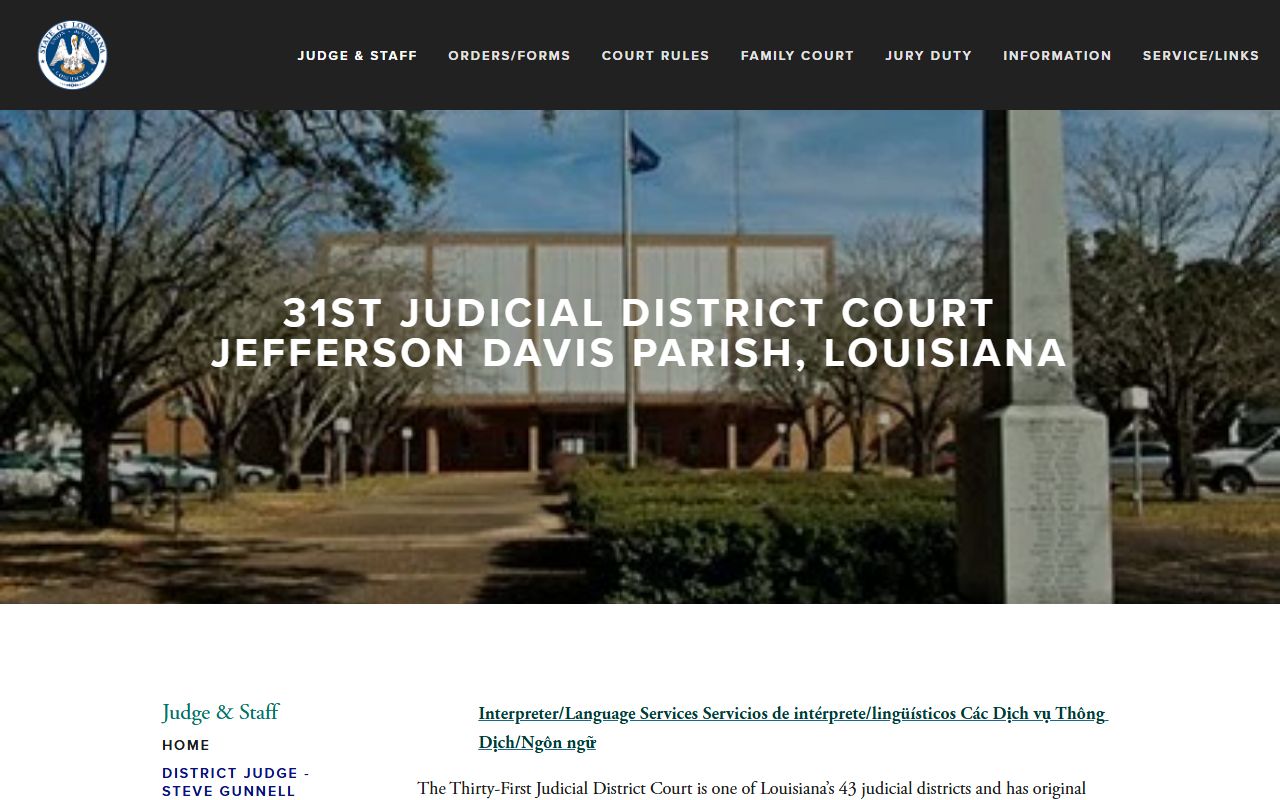 Jefferson Davis Parish court records after arrest 31st Judicial District Court page